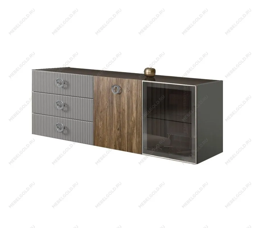 Комод 1.6м Bogemia Fly Wood Fi (Серый) (Lakobel/Хром) БМКМ-4[5][10]