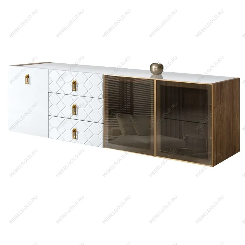 Комод 2.1м Bogemia Woodline Fly Fa (Белый) (Lakobel/Золото) БМКМ-5[5][10]