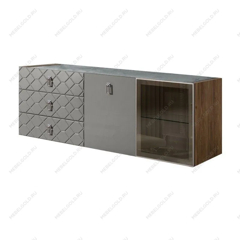 Комод 1.6м Bogemia Woodline Fly Fa (Серый) (Novabuk/Хром) БМКМ-4[5][10]