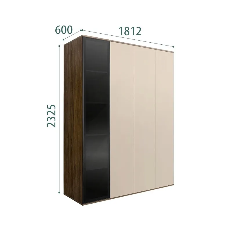 Шкаф 4-х дв. Bogemia Woodline Air (Ваниль/Черный) БМШ2/4(1)