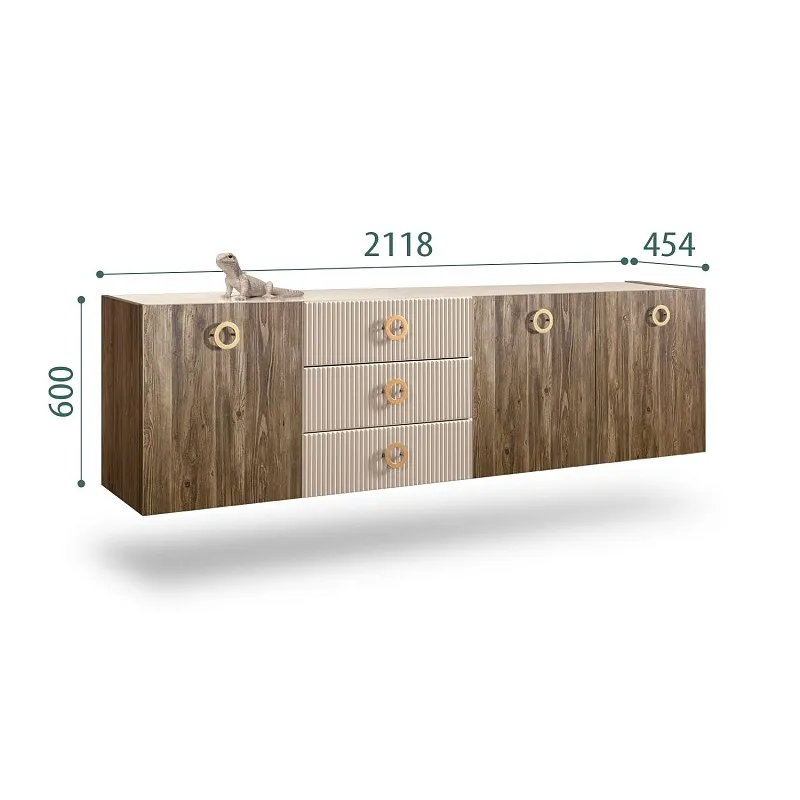 Комод 2.1м Bogemia Woodline Fly Wood Fi (Ваниль) (Lakobel/Золото) БМКМ-5