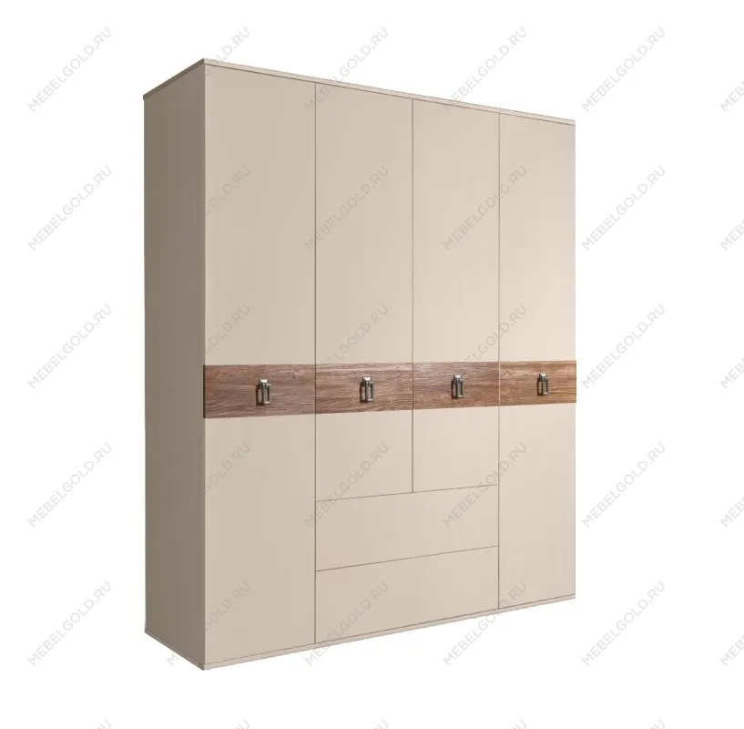 Шкаф 4-х дверный с ящиками, Bogemia Wood Fa (Ваниль/Хром) БМШ2/41(Wo)