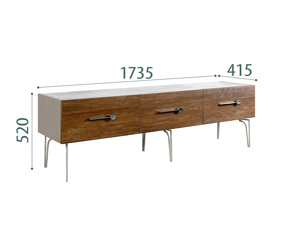 Тумба под телевизор 1.6м Bogemia Wood Wo (Шелк) (Novabuk/Хром) БМТ-1(Wo)