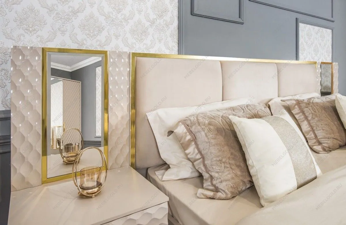 Зеркало Лара для прикроватной тумбы бежевый глянец