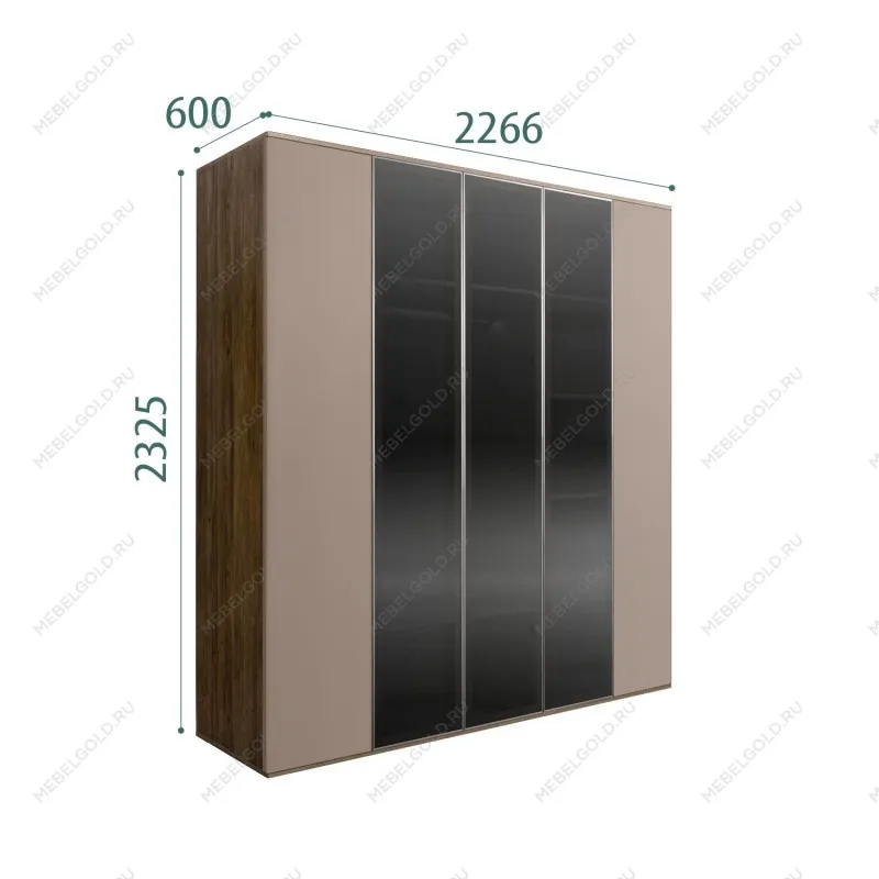 Шкаф 5-ти дв. Bogemia Woodline Air (Мокка/Серебро) БМШ2/5(3)