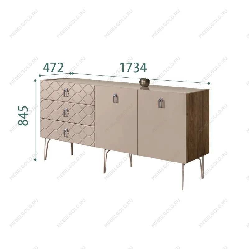 Комод 1.6м Bogemia Woodline Fa (Мокка) (Lakobel/Хром) БМКМ-4