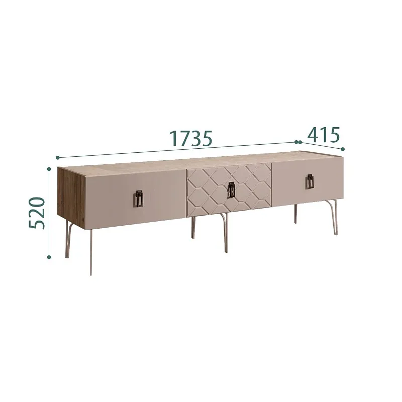 Тумба телевизионная 1.6м Bogemia Woodline Fa (Мокка) (Novabuk/Черный) БМТ-1[10]