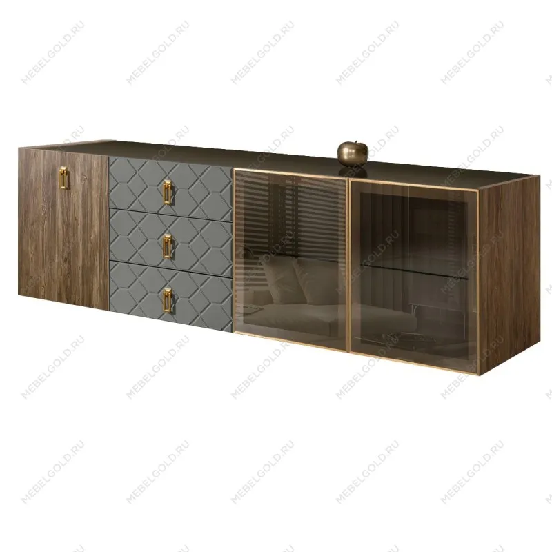 Комод 2.1м Bogemia Woodline Fly Wood Fa (Серый) (Lakobel/Золото) БМКМ-5[5][10]
