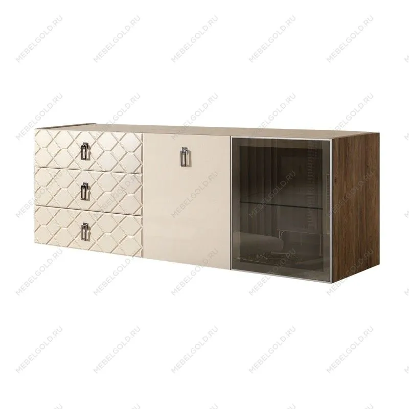 Комод 1.6м Bogemia Woodline Fly Fa (Слоновая кость) (Novabuk/Хром) БМКМ-4[5][10]