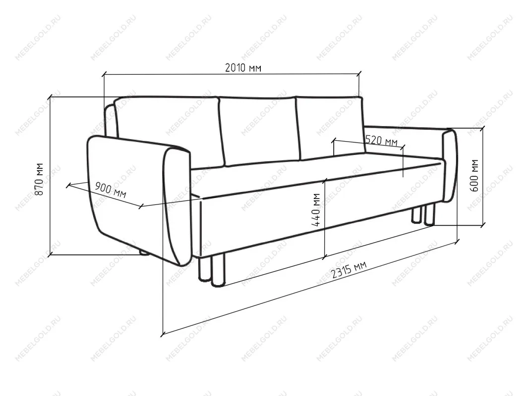 Диван-кровать ТУЛИСИЯ, 232х90х78 см, светло-розовый | изображение 6