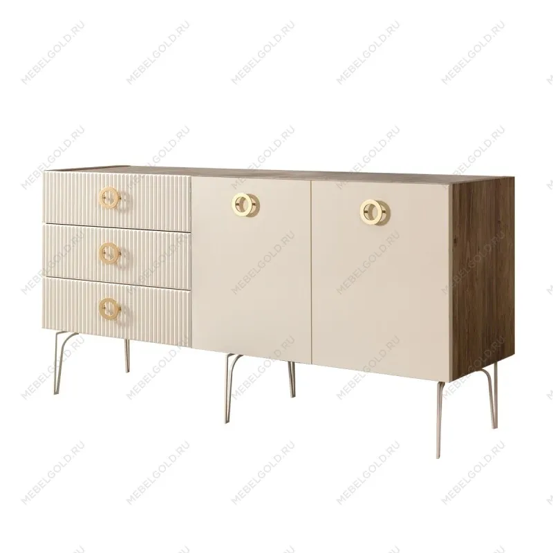 Комод 1.6м Bogemia Woodline Fi (Слоновая кость) (Novabuk/Золото) БМКМ-4