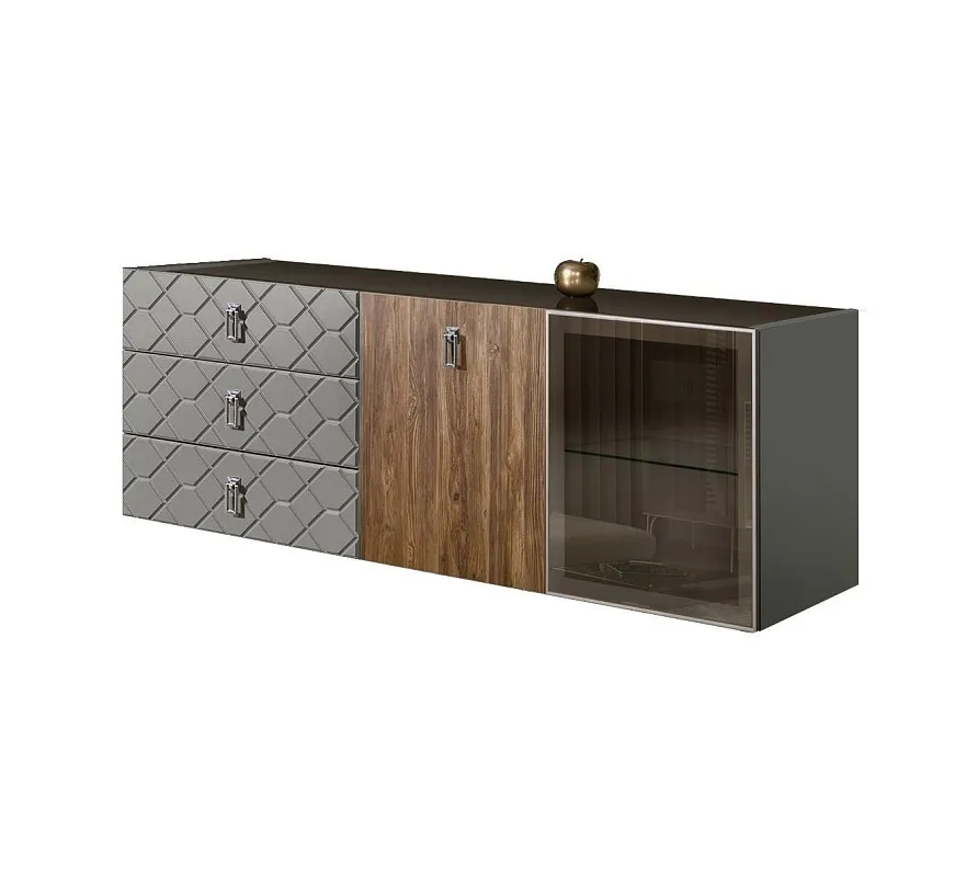 Комод 1.6м Bogemia Fly Wood Fa (Серый) (Lakobel/Хром) БМКМ-4[5][10]