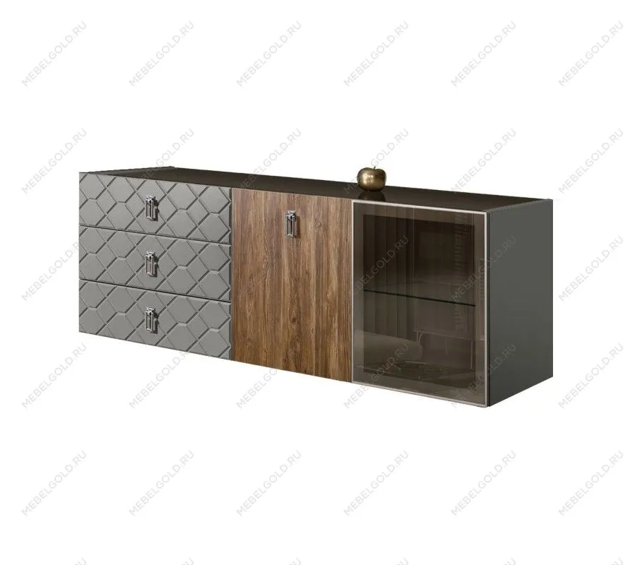 Комод 1.6м Bogemia Fly Wood Fa (Серый) (Lakobel/Хром) БМКМ-4[5][10]