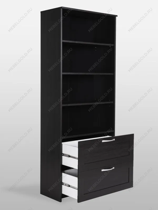 Стеллаж Сириус, 2 ящика, 78х35х190 см, черный, дуб венге | изображение 11