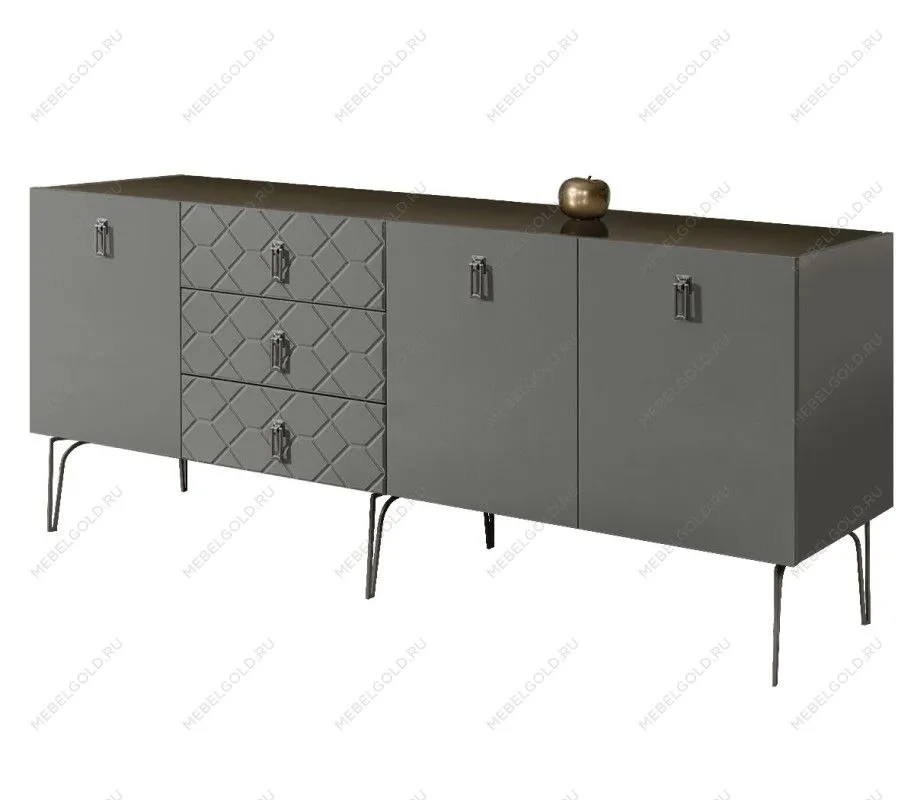 Комод 2.1м Bogemia Farfalle (Серый) (Lakobel/Хром) БМКМ-5(Fa)