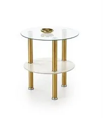 Стол журнальный Halmar DUCAT S (белый мрамор/прозрачный/золотой)