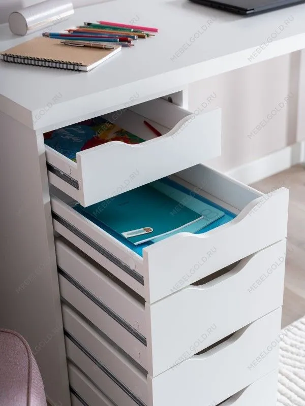 Стол письменный Ингар, 5 ящиков, 140х75х55 см, белый | изображение 4