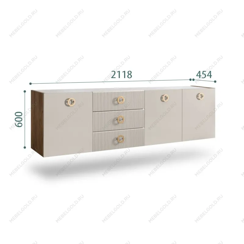 Комод 2.1м Bogemia Woodline Fly Fi (Шелк) (Novabuk/Золото) БМКМ-5