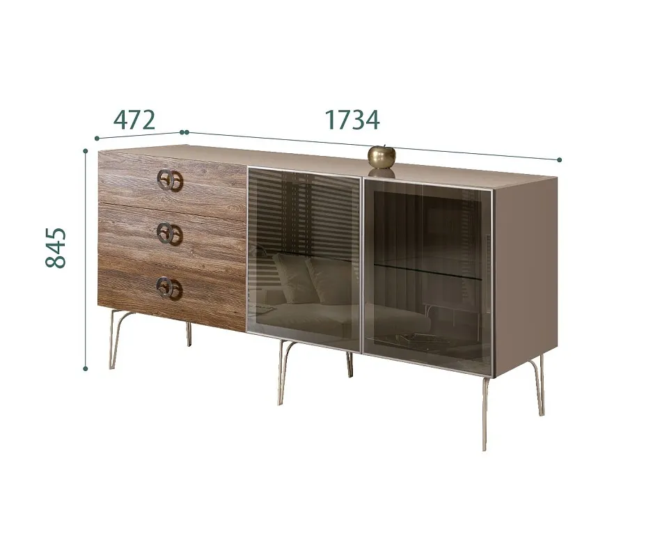 Комод 1.6м Bogemia Wood Fi (Мокка) (Lakobel/Хром) БМКМ-4(Wo)[5]