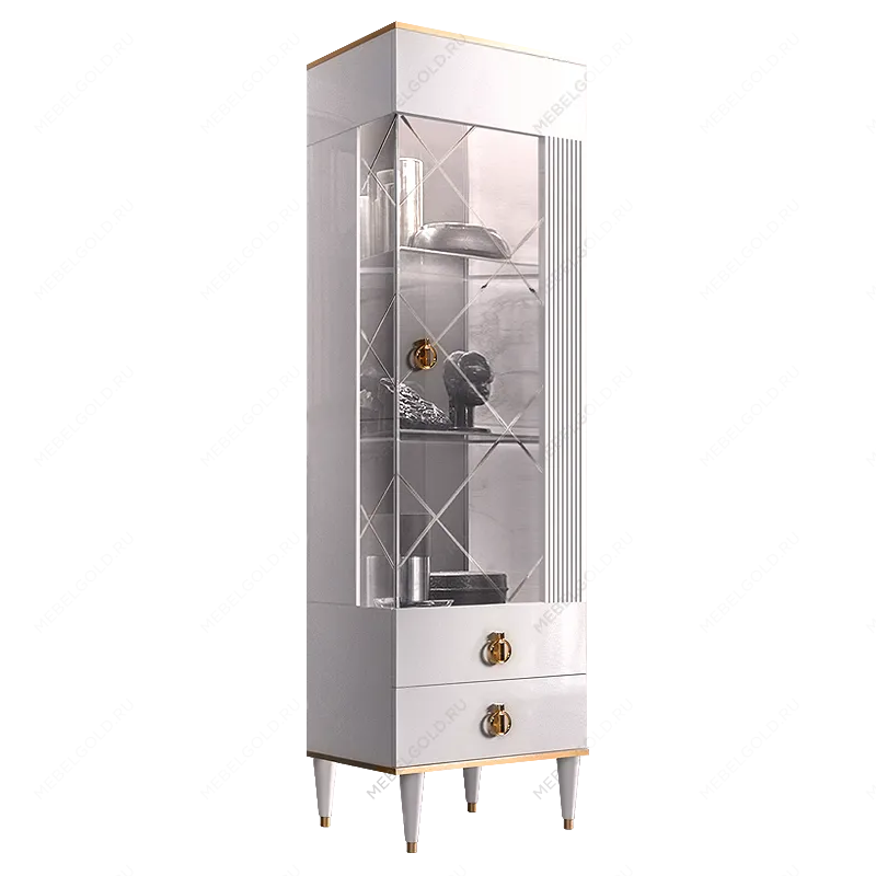 Витрина 1-ств. Римини СОЛО (Белый/Золото) (Правая) РМВ1-1С(s)