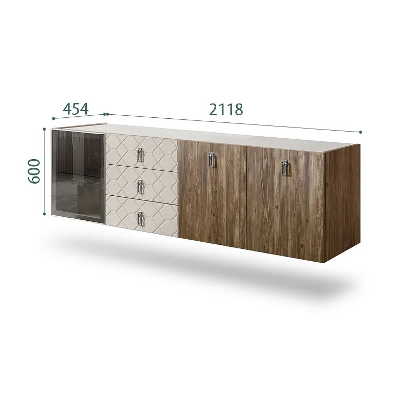 Комод 2.1м Bogemia Woodline Fly Wood Fa (Шелк) (Novabuk/Хром) БМКМ-5[4]
