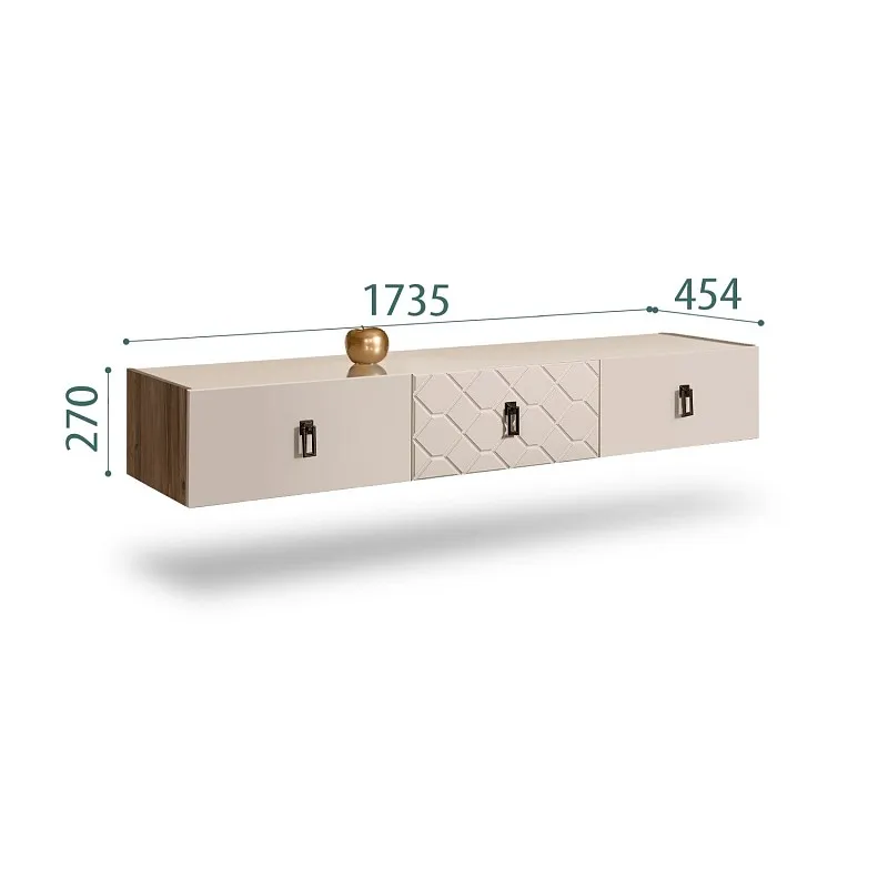 Тумба телевизионная 1.6м Bogemia Woodline Fly Fa (Ваниль) (Lakobel/Черный) БМТ-1[10]