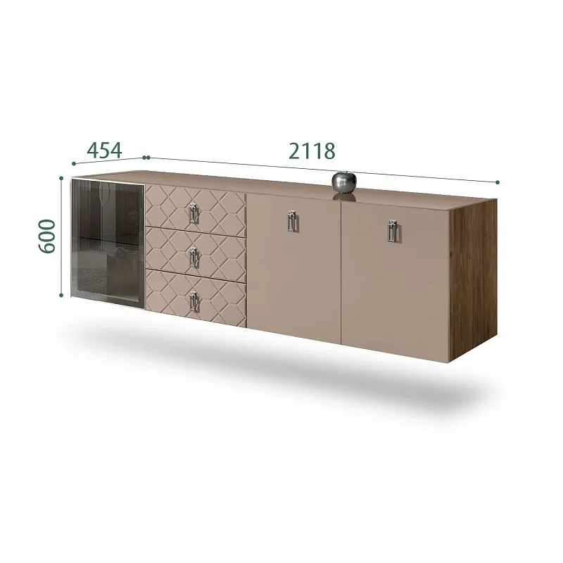 Комод 2.1м Bogemia Woodline Fly Fa (Мокка) (Lakobel/Хром) БМКМ-5[4]