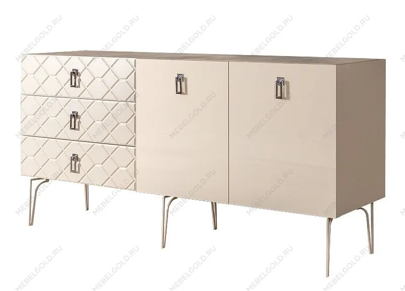Комод 1.6м Bogemia Farfalle (Слоновая кость) (Novabuk/Хром) БМКМ-4(Fa)