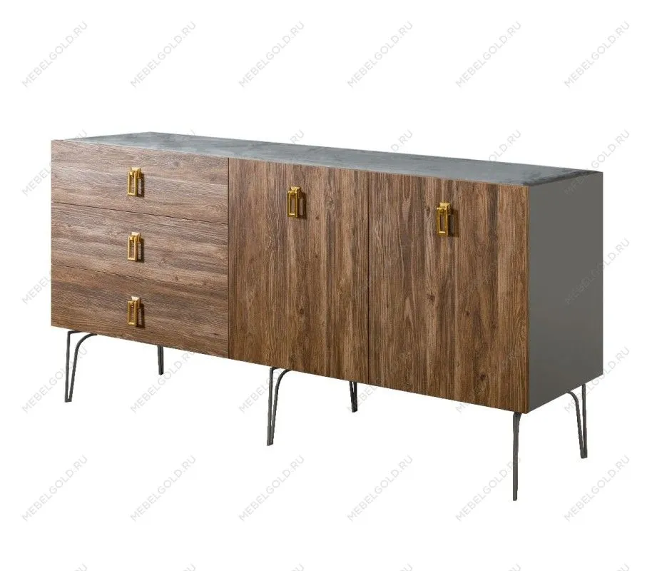 Комод 1.6м Bogemia Wood Fa (Серый) (Novabuk/Золото) БМКМ-4(Wo)