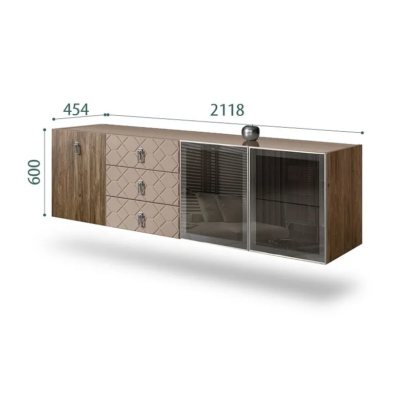 Комод 2.1м Bogemia Woodline Fly Wood Fa (Мокка) (Lakobel/Хром) БМКМ-5[5][10]