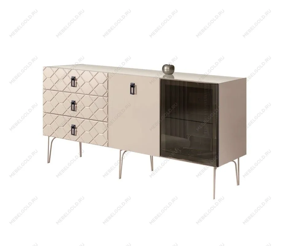 Комод 1.6м Bogemia Farfalle (Ваниль) (Lakobel/Черный) БМКМ-4(Fa)[5][10]