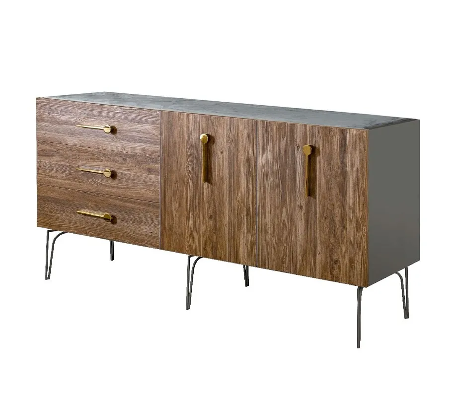 Комод 1.6м Bogemia Wood Wo (Серый) (Novabuk/Золото) БМКМ-4(Wo)