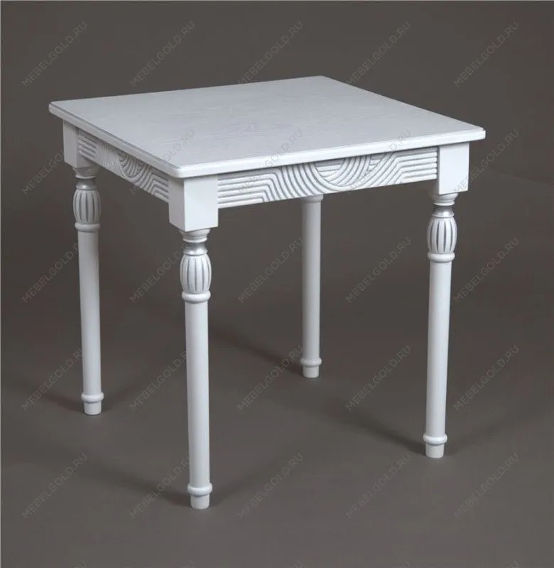 Стол журнальный Мили (белый/патина серебро/53х53хН55)