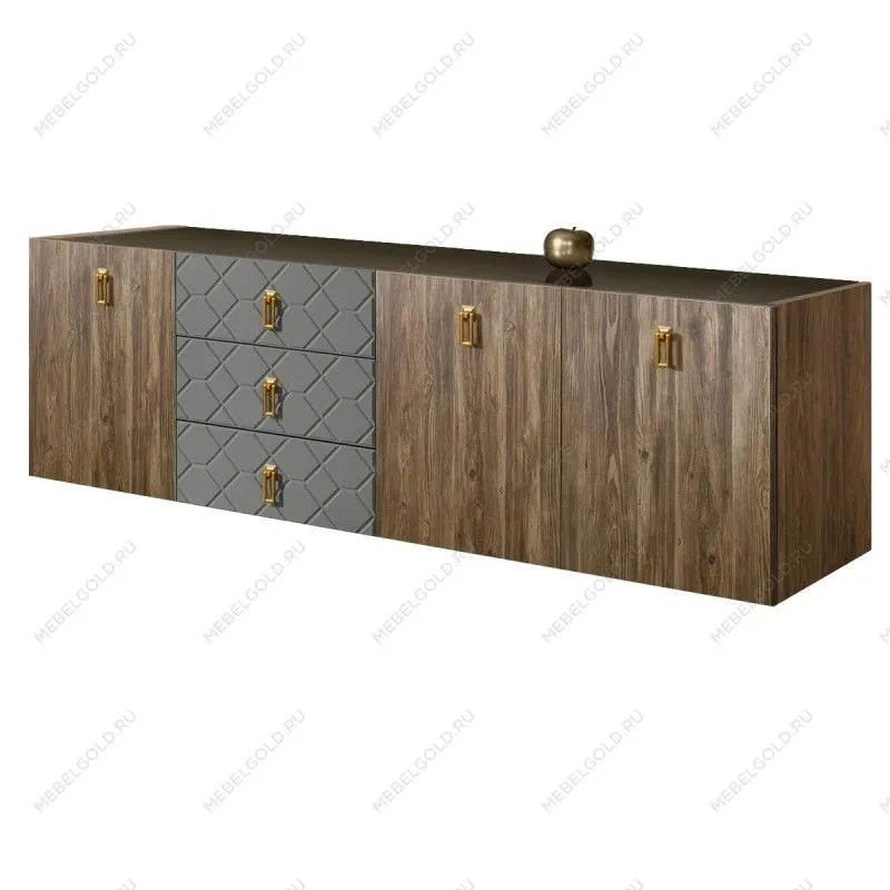 Комод 2.1м Bogemia Woodline Fly Wood Fa (Серый) (Lakobel/Золото) БМКМ-5