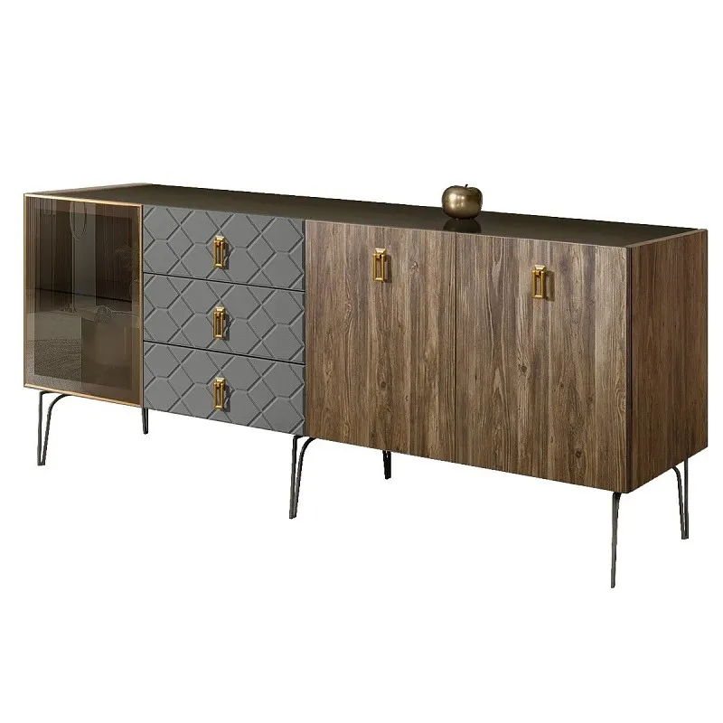 Комод 2.1м Bogemia Woodline Wood Fa (Серый) (Lakobel/Золото) БМКМ-5[4]