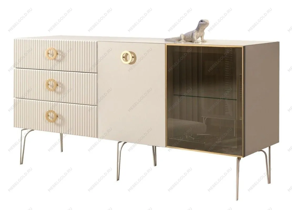 Комод 1.6м Bogemia Fillini (Слоновая кость) (Lakobel/Золото) БМКМ-4(Fi)[5][10]