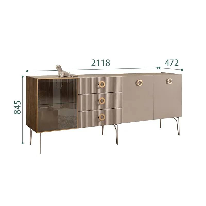 Комод 2.1м Bogemia Woodline Fi (Мокка) (Lakobel/Золото) БМКМ-5[4]