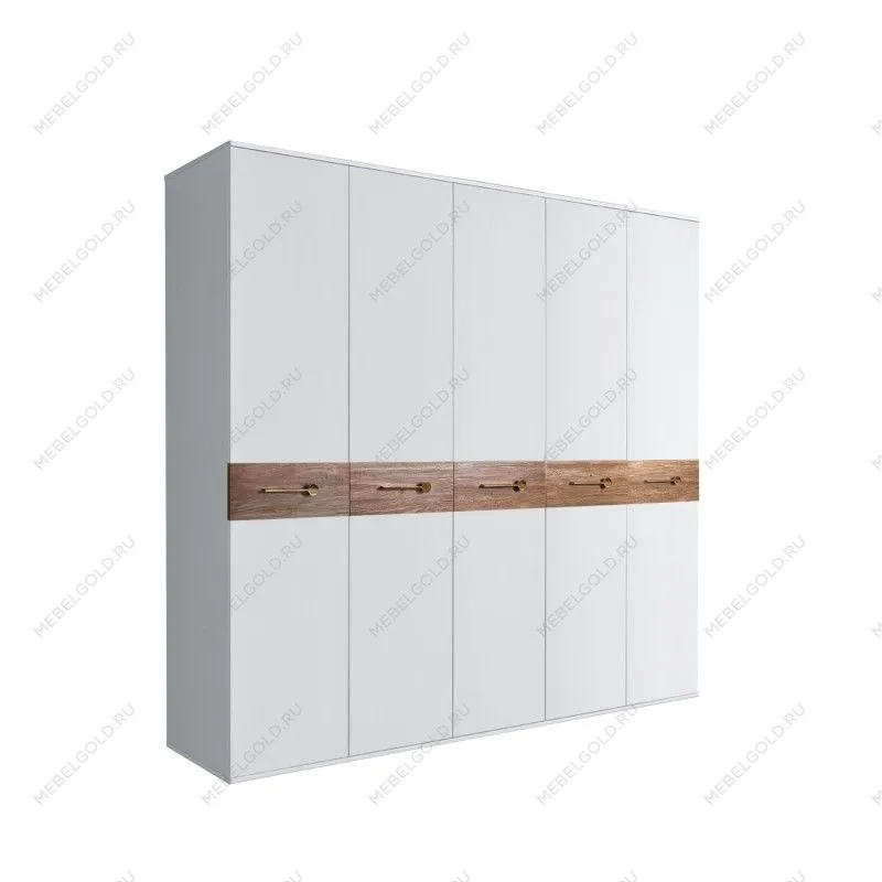 Шкаф 5-ти дв. Bogemia Wood Wo (Белый/Золото) БМШ2/5(Wo)