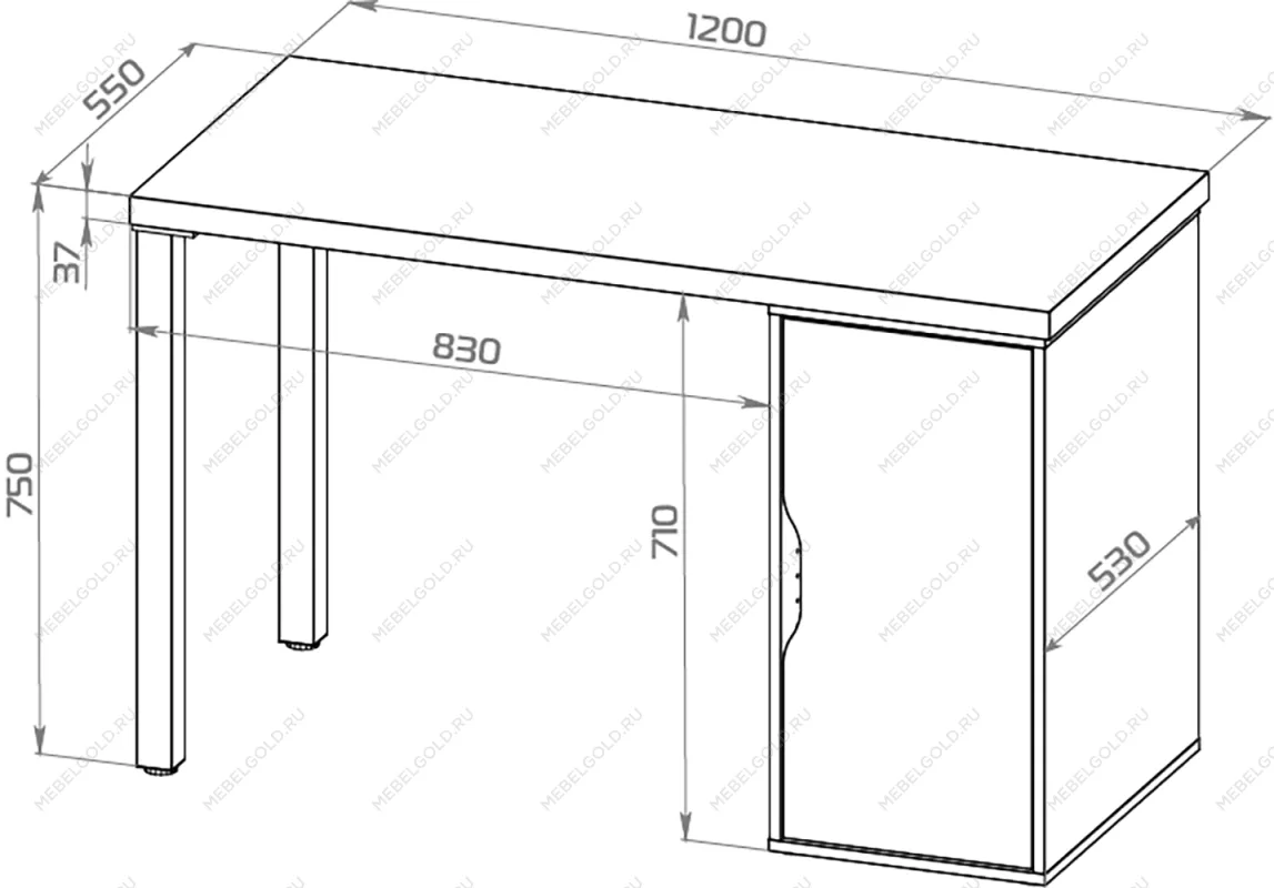 ИНГАР 1/ДВ/T стол письменный 120x75x55, белый | изображение 2