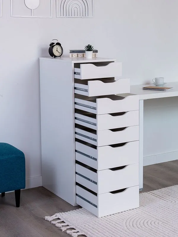 Комод Ингар, 8 ящиков, 36x102x53 см, белый | изображение 2