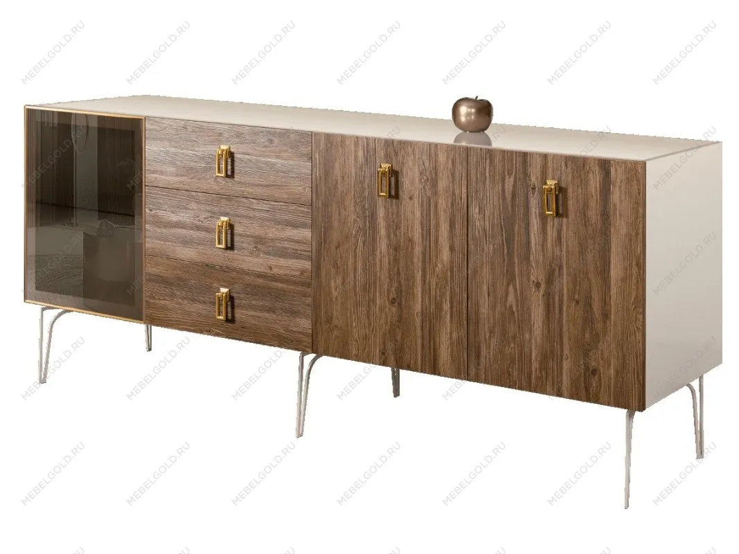 Комод 2.1м Bogemia Wood Fa (Слоновая кость) (Lakobel/Золото) БМКМ-5(Wo)[4]