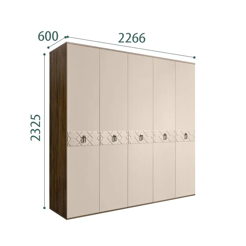 Шкаф 5-ти дв. Bogemia Woodline Fa (Ваниль/Хром) БМШ2/5(Fa)
