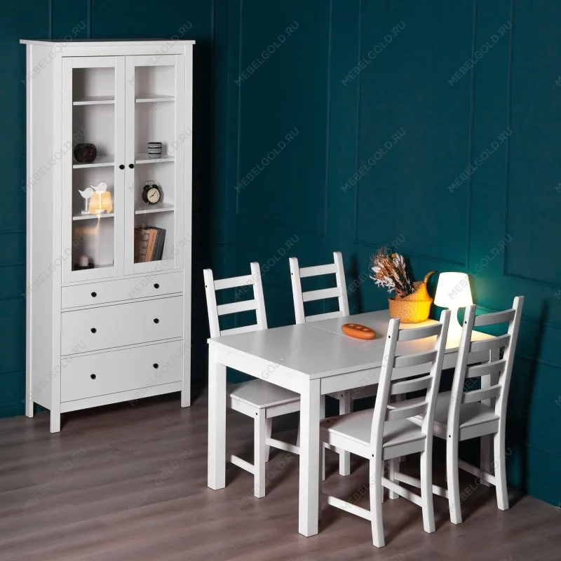 Шкаф с витриной Сага, 90х41х215 см, белый | изображение 10