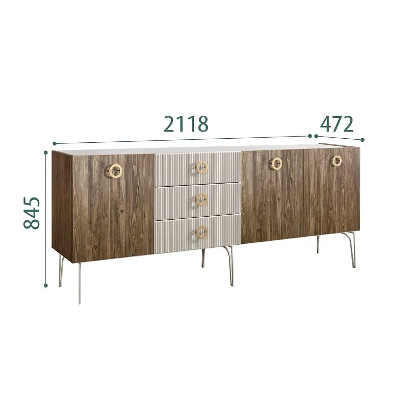 Комод 2.1м Bogemia Woodline Wood Fi (Шелк) (Novabuk/Золото) БМКМ-5