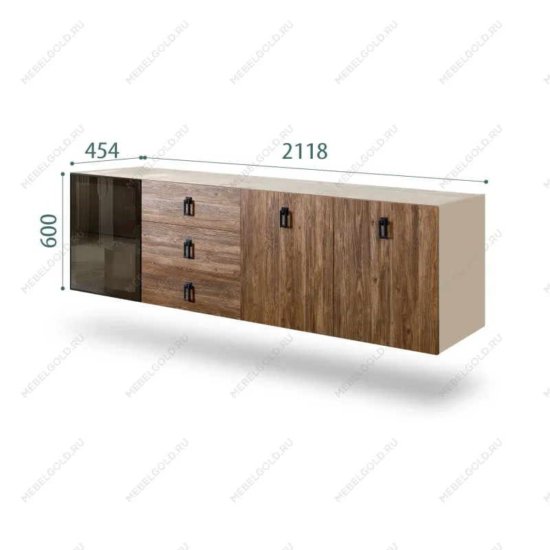 Комод 2.1м Bogemia Fly Wood Fa (Ваниль) (Novabuk/Черный) БМКМ-5[4]