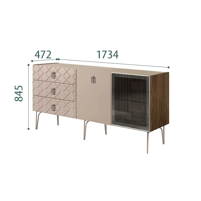 Комод 1.6м Bogemia Woodline Fa (Мокка) (Novabuk/Хром) БМКМ-4[5][10]