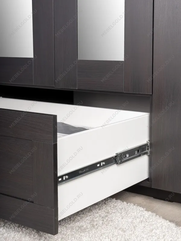 Шкаф Сириус, 4 двери и 1 ящик с зеркалом, 156х59х220 см, черно-коричневый, дуб венге | изображение 5