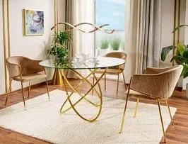 Стол обеденный Signal ORBIT 100 (прозрачный/золотой)