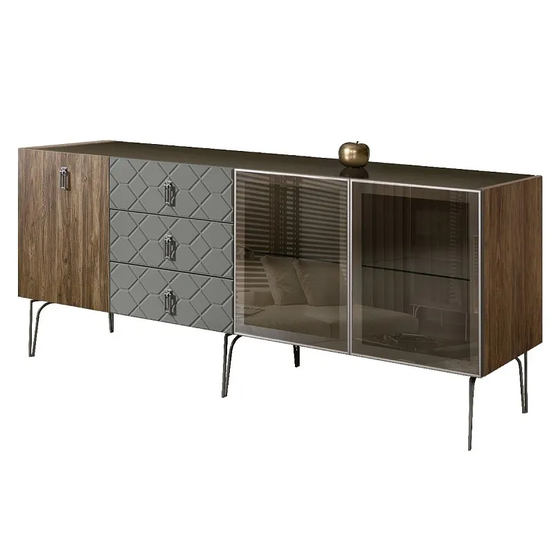 Комод 2.1м Bogemia Woodline Wood Fa (Серый) (Lakobel/Хром) БМКМ-5[5][10]