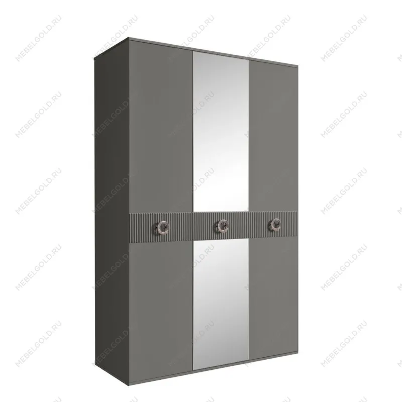 Шкаф 3-х дверный с зеркалом Bogemia Fillini (Серый/Хром) БМШ1/3(Fi)